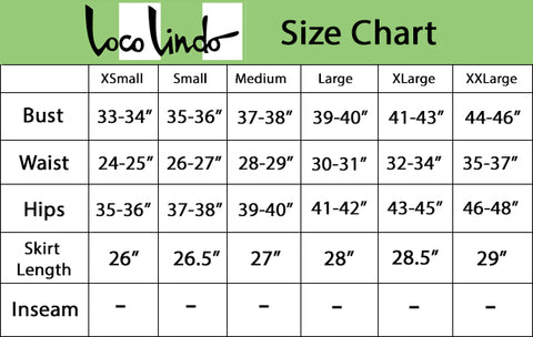 Doris Mayday Dress - Size Chart